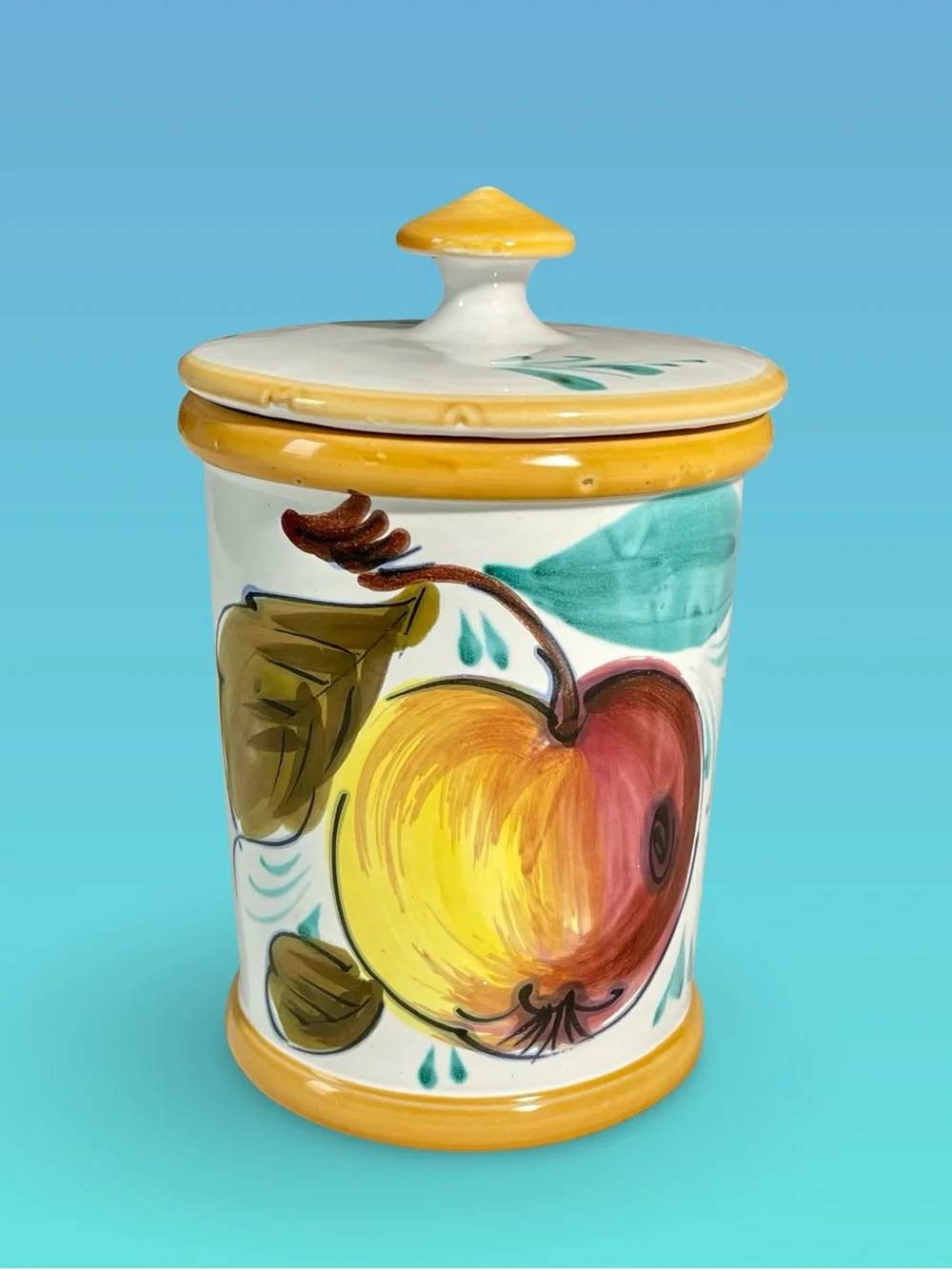 Tuscan Style Ceramic Jar Multi Wick Candle Hand Painted Italian Design Lidded